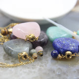 Natural Gems Heart Shaped Perfume Bottle Plated Necklace