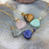 Natural Gems Heart Shaped Perfume Bottle Plated Necklace