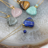Natural Gems Heart Shaped Perfume Bottle Plated Necklace