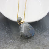 Natural Gems Heart Shaped Perfume Bottle Plated Necklace