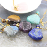 Natural Gems Heart Shaped Perfume Bottle Plated Necklace
