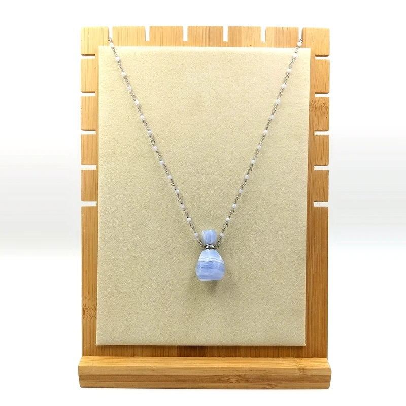 Gemstone Perfume Bottle Pendant Amazonite Amethysts Diffuser Crystal Vial