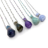 Gemstone Perfume Bottle Pendant Amazonite Amethysts Diffuser Crystal Vial