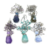 Gemstone Perfume Bottle Pendant Amazonite Amethysts Diffuser Crystal Vial