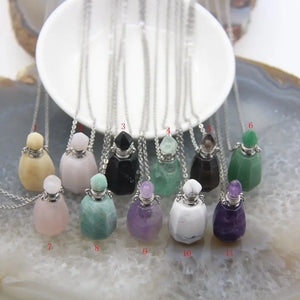 Natural Gems Perfume Bottle Pendant Necklace