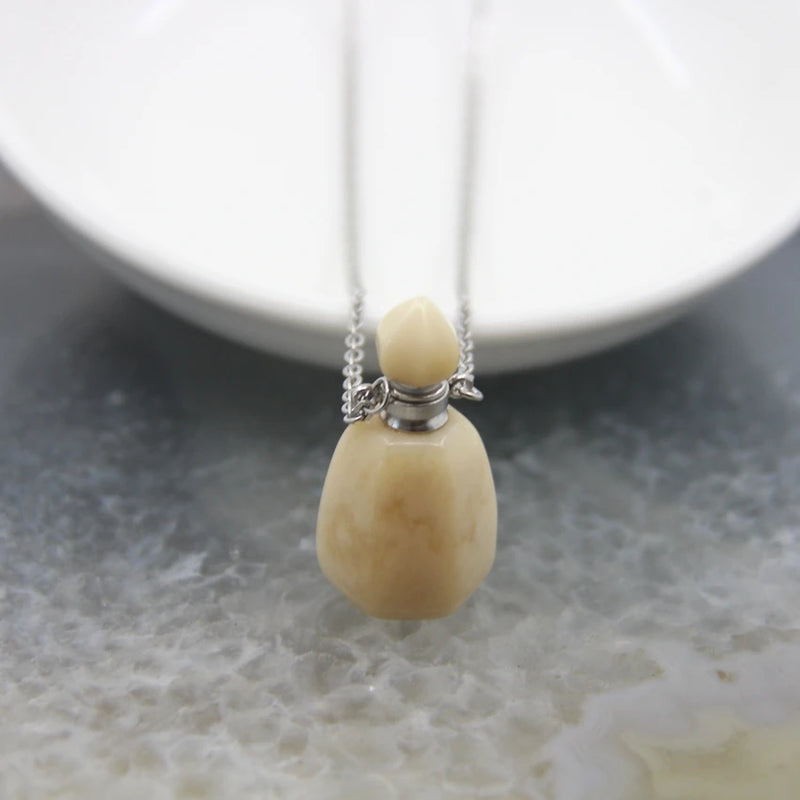 Natural Gems Perfume Bottle Pendant Necklace