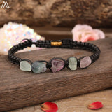 Gem Stone Chip Beads Knotted Braided Bracelet Citrines Amethysts Quartz Woven