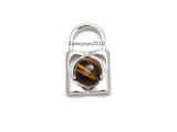 Natural Gemstone Crystal 10mm Lock Reiki Chakra Pendant Charms Silver Plated