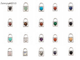 Natural Gemstone Crystal 10mm Lock Reiki Chakra Pendant Charms Silver Plated