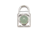 Natural Gemstone Crystal 10mm Lock Reiki Chakra Pendant Charms Silver Plated