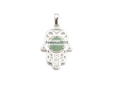 Natural Gems Stone Crystal 10mm Round Reiki Chakra Hamsa Hand Pendant Charms