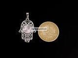 Natural Gems Stone Crystal 10mm Round Reiki Chakra Hamsa Hand Pendant Charms