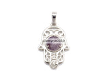 Natural Gems Stone Crystal 10mm Round Reiki Chakra Hamsa Hand Pendant Charms