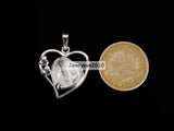 10Pcs/Pack Natural Gemstone Crystal Heart Pendant Charms Silver Plated