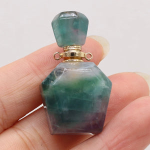 Natural Gemstone Perfume Bottle Pendant Essential Oil Diffuser Vial Charms