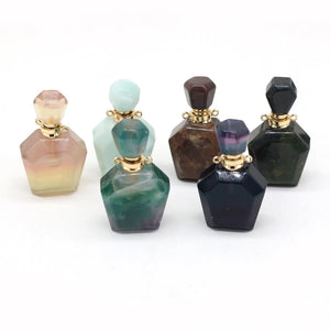 Natural Gemstone Perfume Bottle Pendant Essential Oil Diffuser Vial Charms