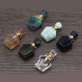 Natural Gemstone Perfume Bottle Pendant Essential Oil Diffuser Vial Charms