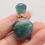 Natural Gemstone Perfume Bottle Pendant Essential Oil Diffuser Vial Charms
