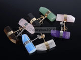 5 Pairs Natural Gems Stone Reiki Chakra Earrings Studs Silver Plated