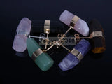 5 Pairs Natural Gems Stone Reiki Chakra Earrings Studs Silver Plated