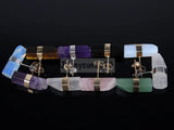5 Pairs Natural Gems Stone Reiki Chakra Earrings Studs Silver Plated
