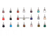 Gemstone Owl Round Ball Reiki Chakra Pendant Silver Plated