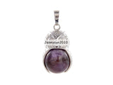 Gemstone Owl Round Ball Reiki Chakra Pendant Silver Plated