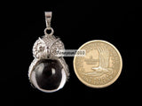 Gemstone Owl Round Ball Reiki Chakra Pendant Silver Plated