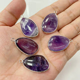 Natural Amethyst Quartz Lapis Pendant DIY Necklace Gift