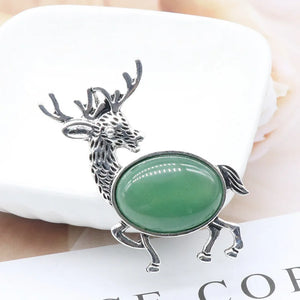 Animal Pendant Necklace Natural Gemstone Christmas Jewelry Gift