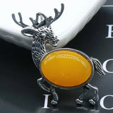 Animal Pendant Necklace Natural Gemstone Christmas Jewelry Gift
