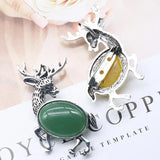 Animal Pendant Necklace Natural Gemstone Christmas Jewelry Gift