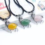 Animal Pendant Necklace Natural Gemstone Christmas Jewelry Gift