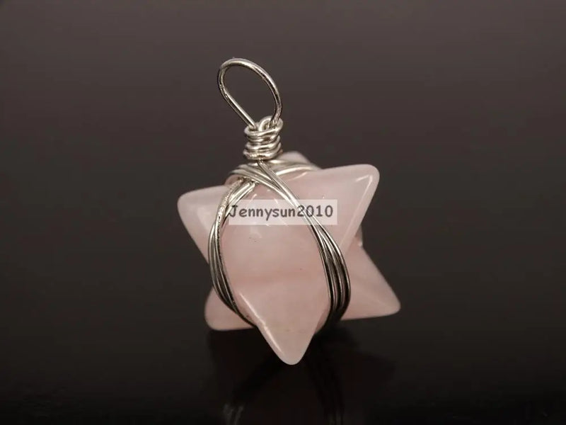 Natural Gems Stone Reiki Chakra Merkaba Healing Pendant Charm Beads