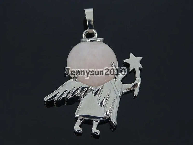 Reiki Chakra Angel Wing Healing Pendant Charm Beads Silver Jewelry