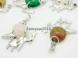 Reiki Chakra Angel Wing Healing Pendant Charm Beads Silver Jewelry