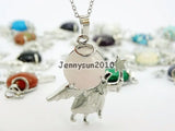 Reiki Chakra Angel Wing Healing Pendant Charm Beads Silver Jewelry