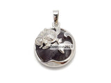 Round Sea Turtle Chakra Pendant Charms Silver Plated 10Pcs/Pack