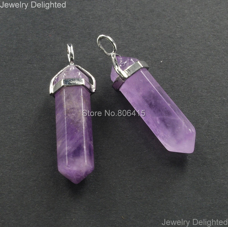 Amethyst Hexagonal Point Chakra Necklaces Earrings Pendant 10Pcs/lot