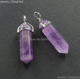 Amethyst Hexagonal Point Chakra Necklaces Earrings Pendant 10Pcs/lot