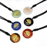 Round Amethyst Tree of Life Pendant for Necklace