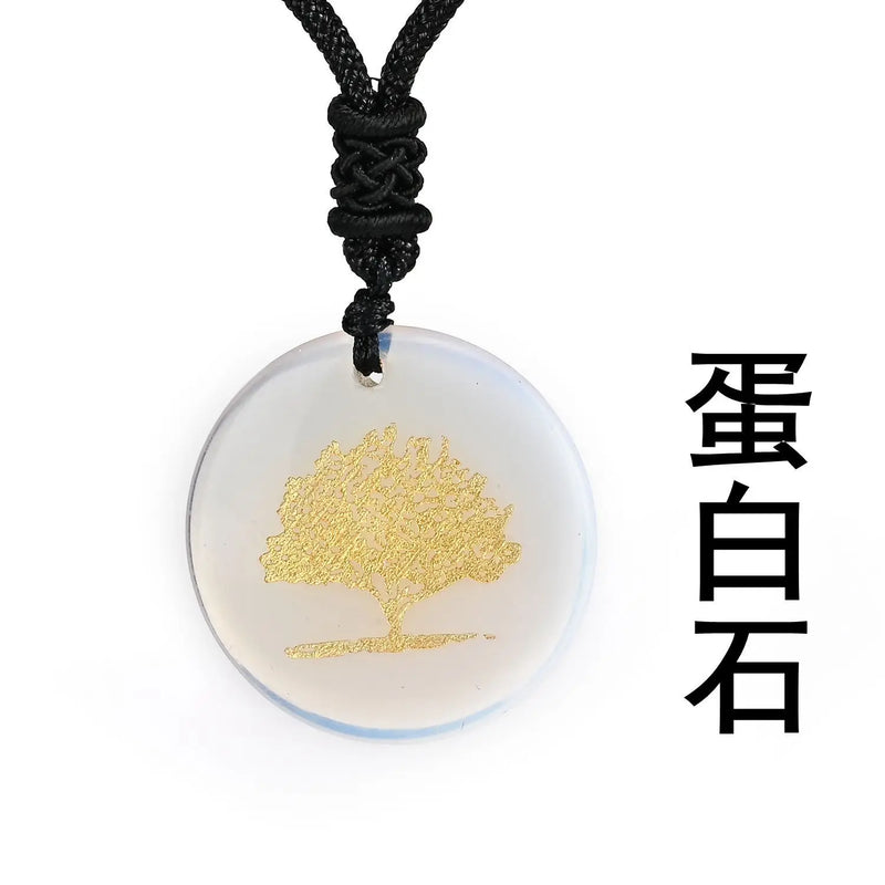 Round Amethyst Tree of Life Pendant for Necklace