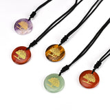 Round Amethyst Tree of Life Pendant for Necklace