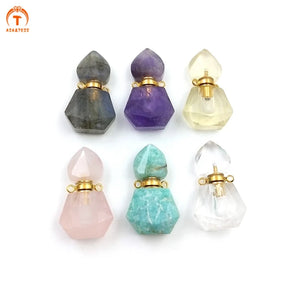 Hexagon Crystal Quartz Vial Pendant for Necklace DIY Making