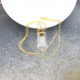 Natural Gems Stone Faceted Prism Perfume Bottle Pendant Necklace