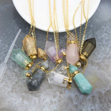 Natural Gems Stone Faceted Prism Perfume Bottle Pendant Necklace