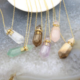 Natural Gems Stone Faceted Prism Perfume Bottle Pendant Necklace