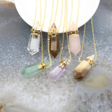 Natural Gems Stone Faceted Prism Perfume Bottle Pendant Necklace
