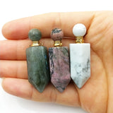 Chakra Crystal Perfume Bottle Necklace Hexagon Prism Pendant