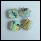 Labradorite Cross Beads Cabochons 4Pcs 18x18x4mm